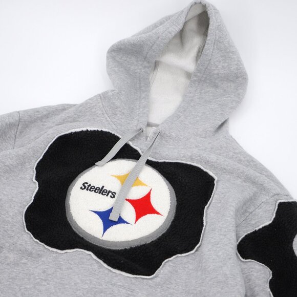 Pittsburgh Steelers NFL Upcycled Reworked Custom Football Hoodie Size L - Picture 4 of 7